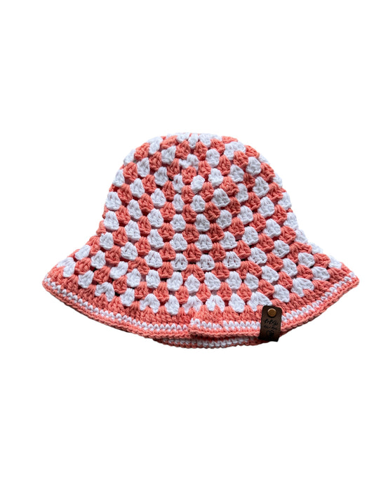 Tea Rose and White Bucket Hat